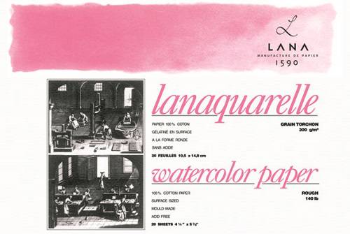 Альбом-склейка для акварели Lana "Lanaquarelle" 23х31 см 20 л 300 г., торшон, хлопок 100%
