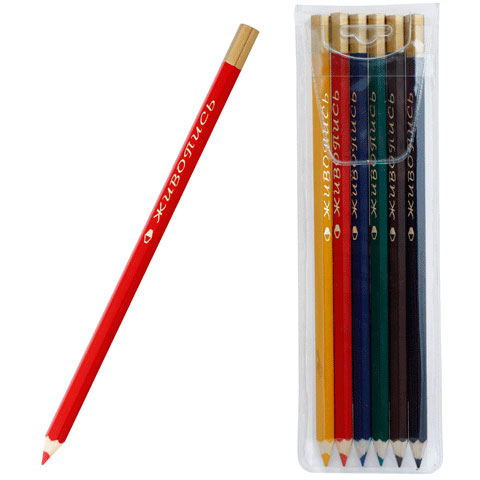 Набор цветных акварельных карандашей 6 цв "Живопись" ф-ка Красина