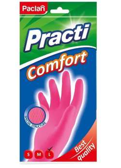 Перчатки резиновые PACLAN "PRACTI" COMFORT М, пара розовые "PACLAN"