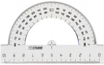 Транспортир линейка 10см, 180 градусов прозрачный,  пластиковый, бесцветный, ассорти "Стамм"