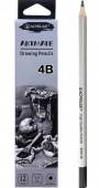 Карандаш чернографитный 4B ACMELIAE шестигранный, корпус серебряный