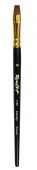 Кисть колонок плоская Roubloff "1125" № 10 ручка короткая черная матовая желтая обойма