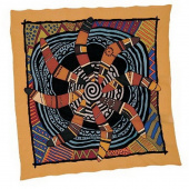 Платок шелковый с контурным рисунком 90х90 "Бумеранг"