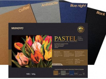 Альбом-склейка для пастели Mungyo А4 160гр 30листов 18л.цвета антрацит,кофе,темая ночь+12л.черные