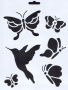 Трафарет пластиковый, бабочки, колибри, размер 25,5х20,5 см 