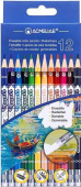 Набор цветных стираемых карандашей 12 цветов, круглые, D-грифеля 3мм, картонный футляр "ACMELIAE"