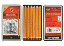 Набор чернографитных карандашей 1582 KOH-I-NOOR 6В-6Н 12шт. в металлической упаковке