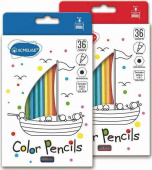 Набор цветных карандашей 36 цветов+точилка, шестигранные, D-грифеля 3мм, картонный футляр "ACMELIAE"