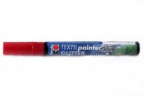 Маркер по ткани Textil Glitter шир.линии 3мм. Красный с блестками "Marabu"