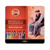 Набор высококачественных акварельных цветных карандашей "Mondeluz" 3724BL, 24 цвета, жесть, блистер