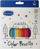 Набор цветных карандашей 24 цвета, шестигранные, D-грифеля 3мм, картонный футляр "ACMELIAE"