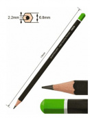 Карандаш чернографитный HB ACMELIAE шестигранный, корпус черный с цветным торцом Карандаш чернографитный HB ACMELIAE шестигранный, корпус черный с цветным торцом