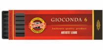 Уголь для рисования художественный, мягкий L=120мм, D=5.6мм 6шт/уп "Koh-i-noor"