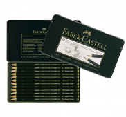 Набор чернографитовых карандашей Faber-Castell "Castell" -9000 тверд. 8B-2H металл. кор. 12 шт.