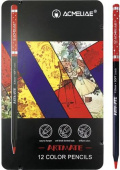Набор цветных карандашей ACMELIAE Blackwood Artmate 12цв. в металлическом футляре, супермягкие