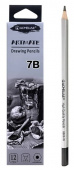 Карандаш чернографитный 7B ACMELIAE шестигранный, корпус серебряный