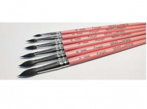 Кисть белка + коза круглая микс HANA "Рисуй", №6 ручка короткая розовая матовая, белая обойма Кисть белка + коза круглая микс HANA "Рисуй", №6 ручка короткая розовая матовая, белая обойма