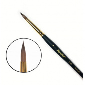 Кисть колонок круглая укороченная для миниатюр ROUBLOFF *111F* №4 ручка короткая черная матовая