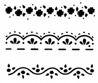 Трафарет пластиковый, растительный орнамент, 3 разных вида, размер 25,5х20,5 см 