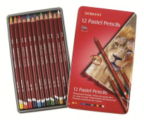 Набор пастельных карандашей ."Pastel Pencils" D8мм гриф-4мм 12 шт.в мет.кор. "Derwent"
