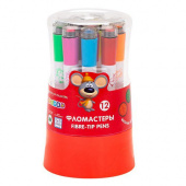 Набор фломастеров "Цветик" 12 цветов со штампом, пластиковый пенал