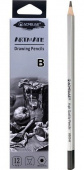 Карандаш чернографитный B ACMELIAE шестигранный, корпус серебряный Карандаш чернографитный B ACMELIAE шестигранный, корпус серебряный