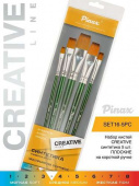 Набор кистей Синтетика 5 шт, плоские, короткая ручка Pinax CREATIVE (№2, 4, 8, 12, 16) 