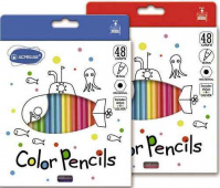 Набор цветных карандашей 48 цветов+точилка, шестигранные, D-грифеля 3мм, картонный футляр "ACMELIAE"
