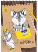 Скетчбук 40л., А4 ArtSpace "Craft style", на гребне, крафт, 80г/м2