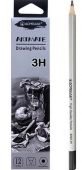 Карандаш чернографитный 3Н ACMELIAE шестигранный, корпус серебряный
