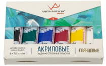 Краска акриловая Studio Набор 6 цв. х 75 мл глянцевые "VISTA-ARTISTA" VAAGS-0675 Краска акриловая Studio Набор 6 цв. х 75 мл глянцевые "VISTA-ARTISTA" VAAGS-0675