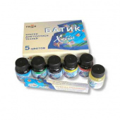 Набор красок по тканям "Батик-Хобби" 5 цв. (бесцв., желтый, зеленый, красный, синий, черный) "Гамма"