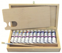 Набор акрил "Ладога" 12*18мл, кисть, дерево