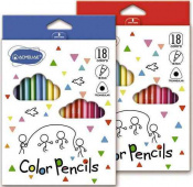 Набор цветных карандашей 18 цветов, трехгранные, D-грифеля 3мм, картонный футляр "ACMELIAE"