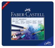 Набор акварельных карандашей Faber-Castell ART GRIP AQUARELLE 24 шт.в металл.кор. Набор акварельных карандашей Faber-Castell ART GRIP AQUARELLE 24 шт.в металл.кор.