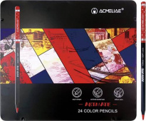 Набор цветных карандашей ACMELIAE Blackwood Artmate 24цв. в металлическом футляре, супермягкие