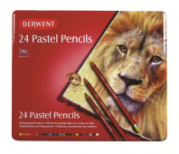 Набор пастельных карандашей ."Pastel Pencils" D8мм гриф-4мм 24 шт.в мет.кор. "Derwent"