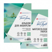 Альбом-склейка для акварели "Белые Ночи" "White nights" А4, 300 г/м2, 10 л 100% хлопок крупное зерно