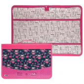 Папка для труда 2 отделения А4 на молнии, рисунок на ламинате "Совята на джинсе" ПТ-Р116