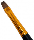 Кисть колонок плоская Roubloff "1125" № 18 ручка короткая черная матовая желтая обойма