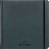 Скетчбук для маркеров и графики 190х190 48л бумага 160  г/кв.м. иск. кожа темно-серый, морская волна