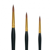 Кисть колонок круглая укороченная для миниатюр ROUBLOFF *111F* №3 ручка короткая черная матовая