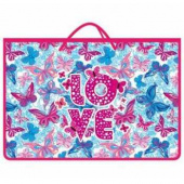 Папка для труда 2 отделения А4 на молнии, рисунок на ламинате "Бабочки микс" ПТ-Р115