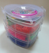 Набор цветных резиночек для детского творчества,пластиковый 3х уровневый контейнер СЕРДЦЕ 3800 резин