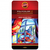 Набор высококачст.худ.цветных карандашей "Polycolor" 12цв., в жести Koh-i-noor 3822