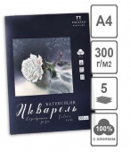 Папка для акварели "Серебряная роза" А4 (210х297) 300г 5л, 100% хлопок, Белый  "Лилия Холдинг"