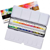 Набор красок акварельных Mungyo Gallery 24 цв маленькие кюветы 20х16х10мм в металлическим пенале