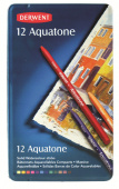 Набор акварельных мелков Aquatone в форме карандашей в бум.манжетке D7мм.12 шт.в мет.кор. "Derwent"