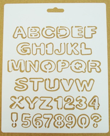 Трафарет пластиковый, латинские буквы и цифры, шрифт печатный, размер 25,5х20,5 см 