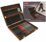 Набор чернографитовых карандашей Sketching в деревянной коробке, 48 шт. (3 шт. чернографитовых каран